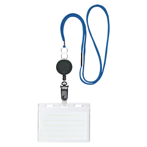 ﾘｰﾙ式吊下げ名札 2枚収納ﾀｲﾌﾟ ｿﾌﾄ 青 1個画像