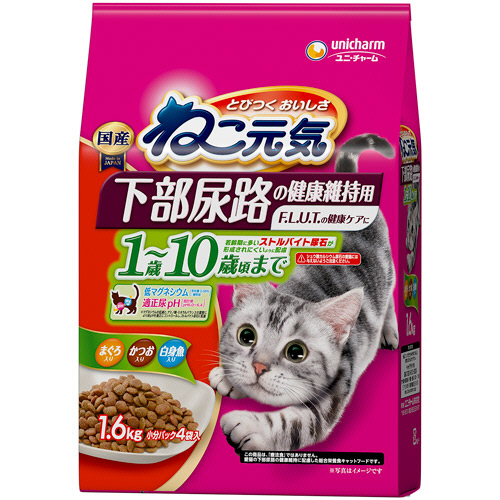ねこ元気 尿路健康 1-10歳頃 まぐろ･かつお･白身魚入 1.6kg 1ｾｯﾄ(6ﾊﾟｯｸ)画像