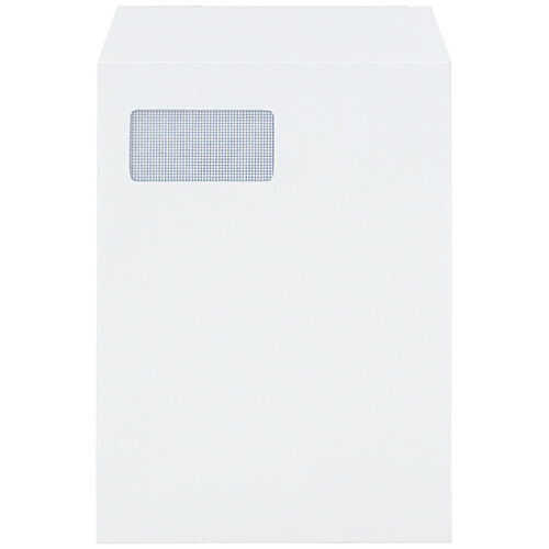 ｸﾞﾗｼﾝ窓付封筒 裏地紋付 A4 ﾃｰﾌﾟ付 100g/m2 ﾎﾜｲﾄ 1ﾊﾟｯｸ(100枚)画像
