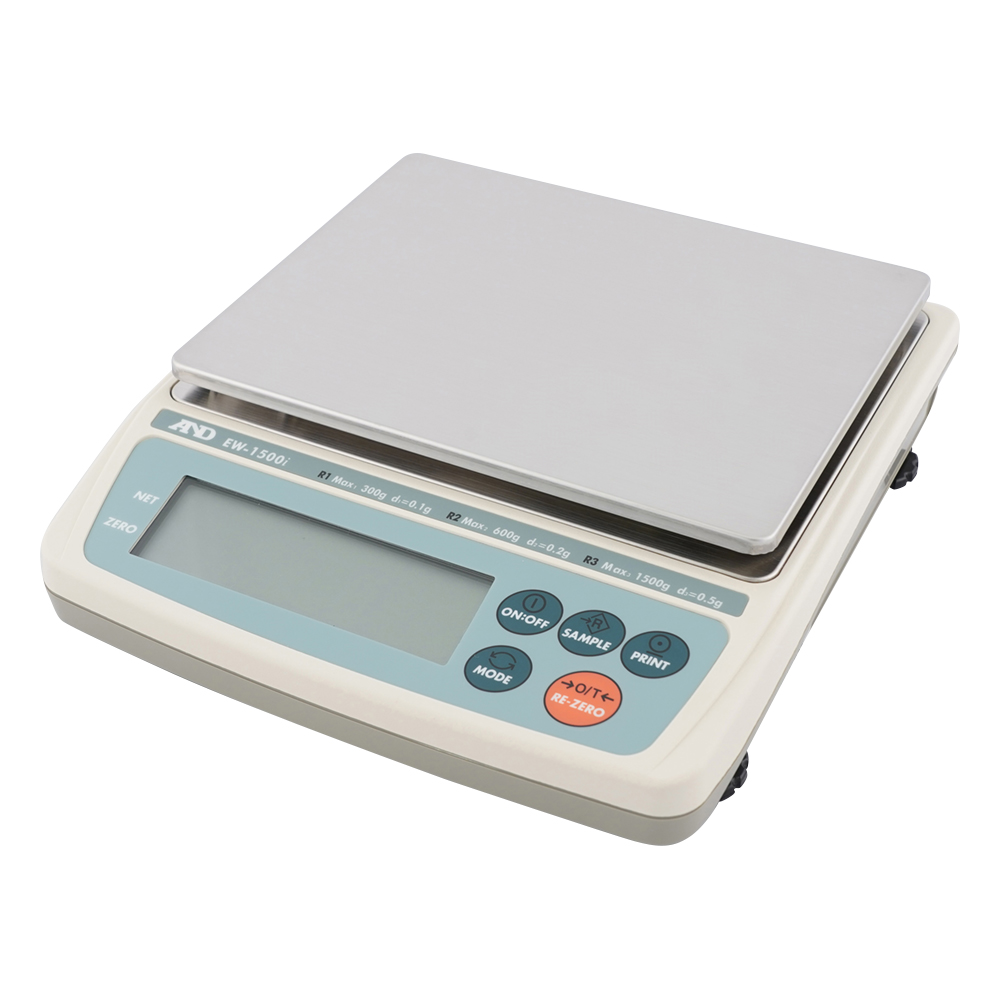 コンパクト電子天びん トリプルレンジ EW-iシリーズ ひょう量:1500g 最小表示:0.1g(300g)/0.2g(600g)/0.5g(1500g)画像
