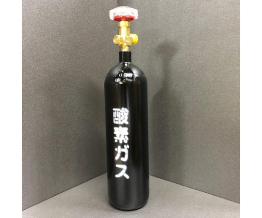 2L　酸素用空ボンベ 白いキャニスターが青いラベルとともに立てられている様子