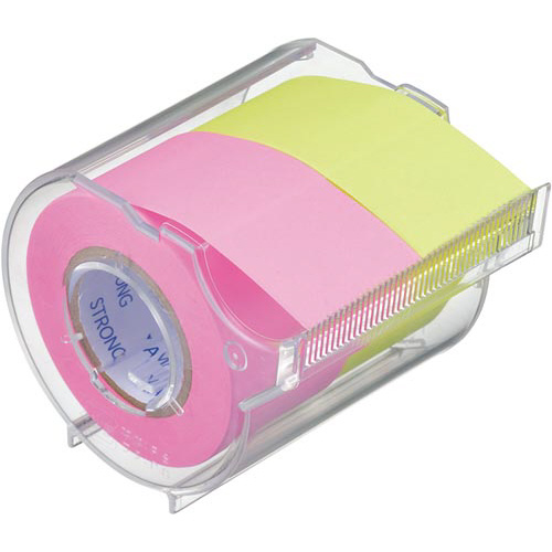 メモックロールテープ強粘着　２５ｍｍ幅　桃・黄画像