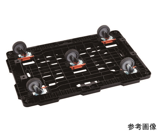 連結式樹脂製平台車 ビートル 900X600 自在5輪 商品の4つの自在車輪が特徴的な角度からの全体像