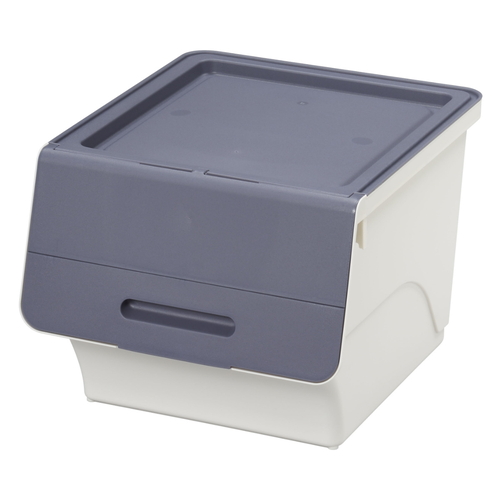 収納ボックス 前開き フロック30 深型 幅39×奥行46×高さ31cm 4段階ストッパー ネイビー画像