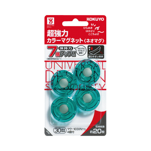 超強力カラーマグネット３０φ透明緑４個入Ｘ５画像