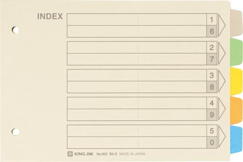 カラーインデックス　Ｂ６横　２穴　５山　１０組画像