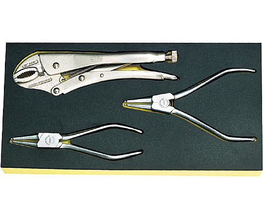 3本組 プライヤーセット 工具の持ち手部分が見える状態で並べられた3本のプライヤーのセット