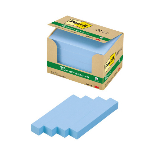 ポストイット　再生紙ふせん７５×１２．５　青２０冊画像