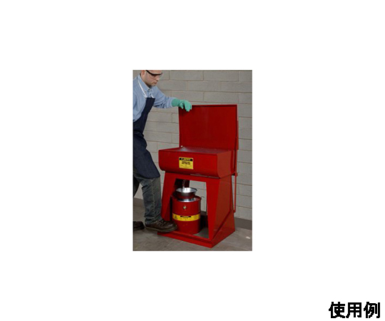 φ295x425mm/19L オイルドレン缶 透明な側面を持つ大きな缶が置かれている様子