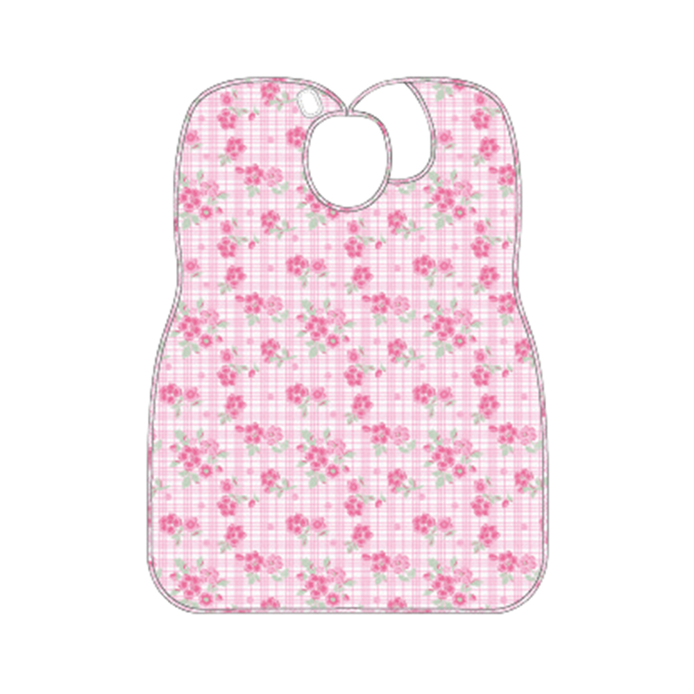 大人用食事エプロン　花柄　ピンク