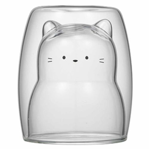 グラス 270ml ダブルウォール 二重構造 アニマル 耐熱ガラス製 ネコ画像
