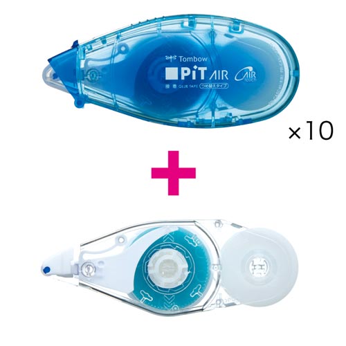 テープのりピットエアーミニ本体ブルー１０個＋詰替１画像