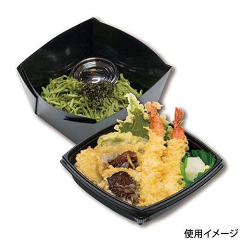 弁当容器 PIC350BB(PP) 北原産業 透明な蓋が付いた弁当容器の横からの視点