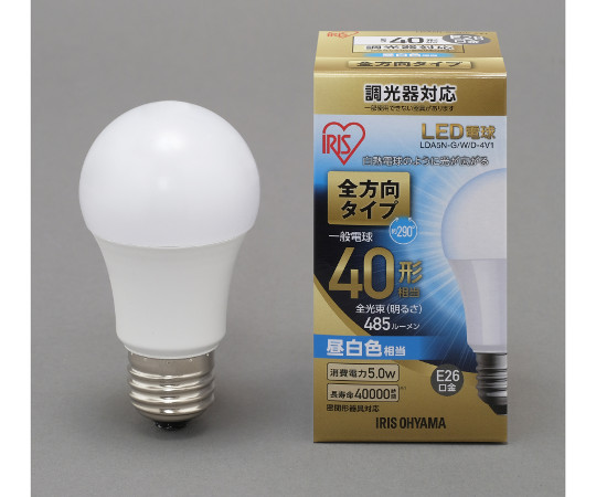 LED電球　全方向　調光　40形相当　昼白色画像