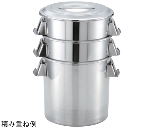 18-8 テーパー付汎用容器 15L 商品の上部が開いた状態で中身が見える角度