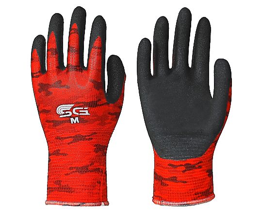 ニトリルゴム背抜き手袋 迷彩レッド M画像