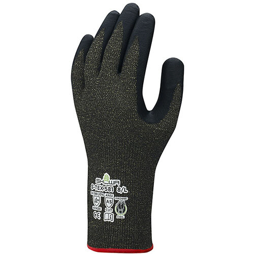 耐切創背抜き手袋 S-TEX 581 XL ﾌﾞﾗｯｸ 1双画像