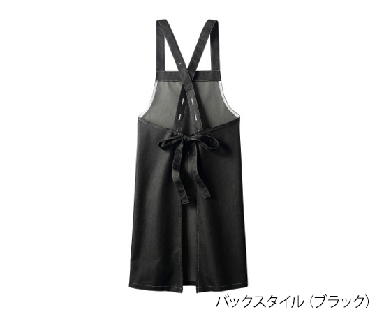 エプロン 兼用 ブラック フリー シンプルなデザインのブラックエプロンが正面から見える状態。