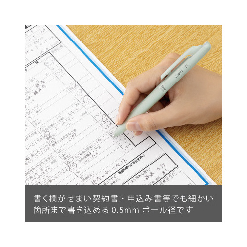 限定Calme 単色ボールペン 05 空翡翠軸 透明なボディのペンが並んでいる様子