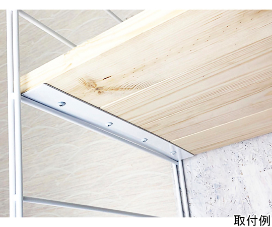 壁面収納　Dulike　デュライク　1×4材4枚用　棚パネル固定金具　白　2枚入 黒い棚パネル固定金具が2枚並べられ、白い背景に配置されている様子