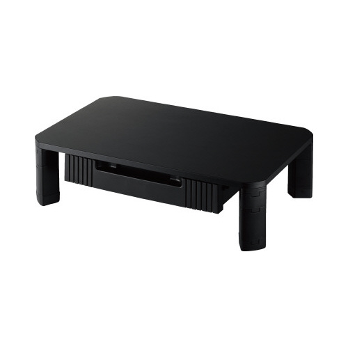 モニタースタンド　高さ調節可能　収納引き出し付　黒