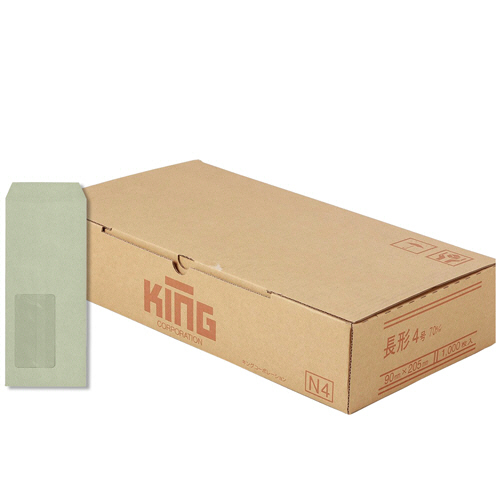 窓明No.16 長4 口のり無 70g 〒枠無 ｾﾝﾀｰ貼 ｸﾞﾚｰ 1ｹｰｽ(1000枚)画像