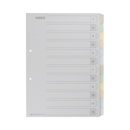 カラーインデックス　Ａ４縦　２穴　１２山　１組