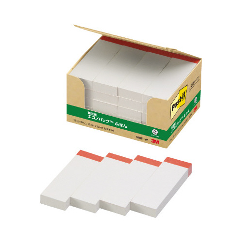 ポストイット　再生紙ふせん　７５×２５　赤帯２０冊画像