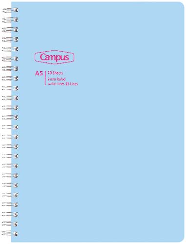 キャンパスリングＡ５　シンプルトーンＡ罫７０枚水色画像