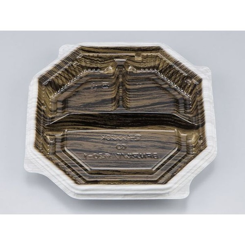 シーピー化成 弁当容器 BFNアルバ八角20-1 和もく白茶 本体 発泡画像