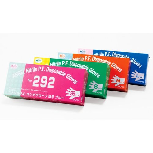 ニトリル手袋 No.292 ニトリル 薄手 ブルー M サンフラワー画像