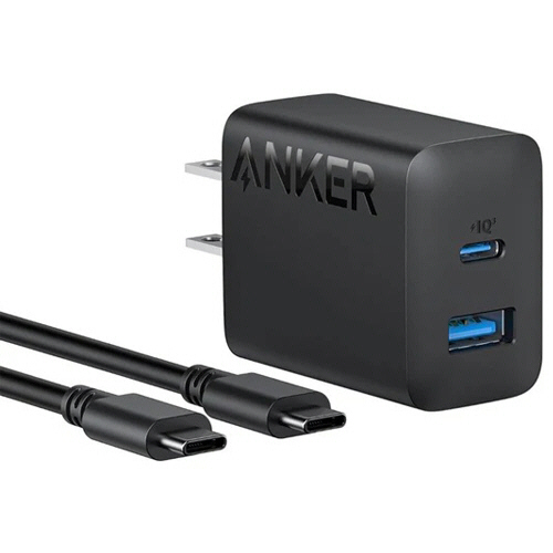 急速充電器　ANKER　Charger(20W　2ポート)with　USB-Cケーブル　ブラック　1個