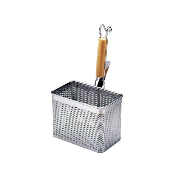 麺茹で用品 UK 角てぼ・横型〈L〉木柄 YUKIWA画像