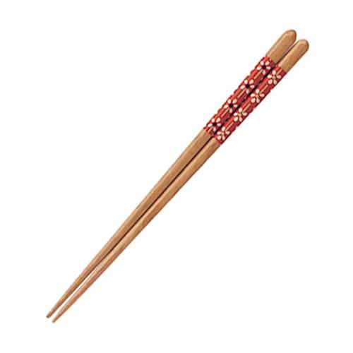 箸 20.5cm 和柄 モダンフラワー木製 ピンク画像