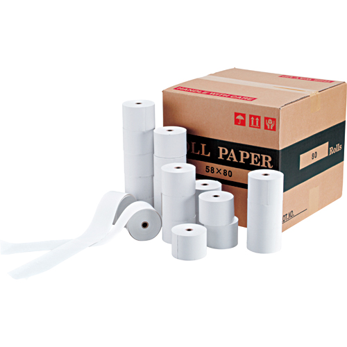 感熱ﾛｰﾙ紙 ﾉｰﾏﾙ保存 幅80×直径80mm×長さ65m 芯内径12mm 1ｾｯﾄ(50巻)画像