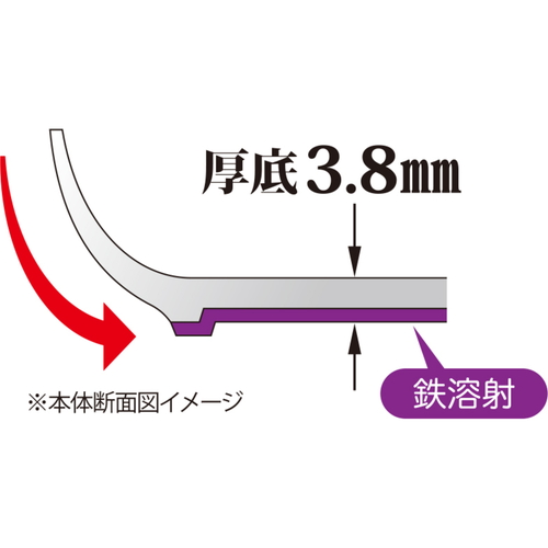 マジェスタ‐IH　フライパン　28cm 光沢のある黒のフライパンがテーブルに置かれ、取っ手が見える状態