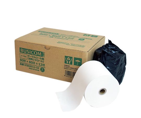 BUSICOM サーマルロール紙（感熱レジロール）レシート用 80mm幅 80×80×12mm 5巻入