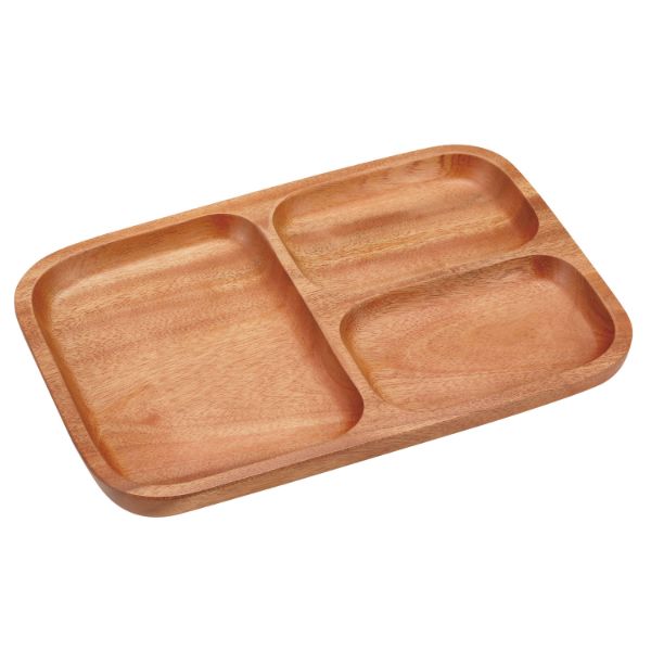 皿 ウッドブレス 角型仕切りプレート3 パール金属画像