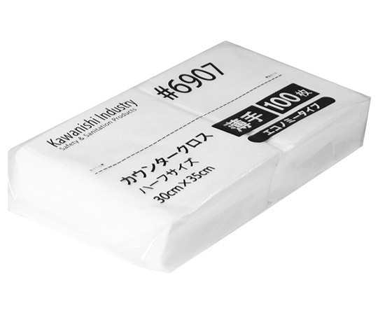 カウンタークロスエコノミー薄手ハーフ　100枚入　ホワイト画像