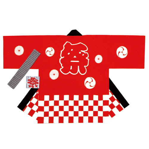 祭袢天 市松赤 大人L 1枚画像