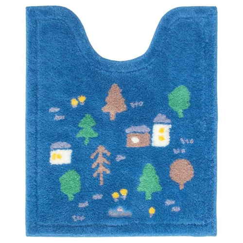 トイレマット ナタルシーナリー 約75×63cm ロングトイレマット ネイビー画像