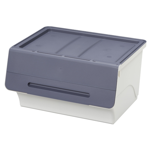 収納ボックス 前開き フロックワイド30 深型 幅57×奥行46×高さ31cm 4段階ストッパー ネイビー画像