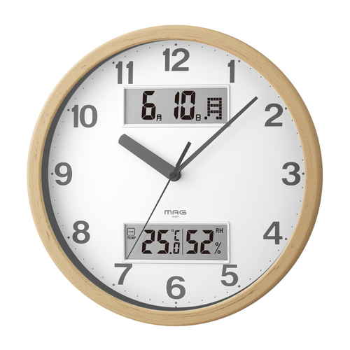 掛け時計 アナデジ掛時計 ダブルポイント ナチュラル