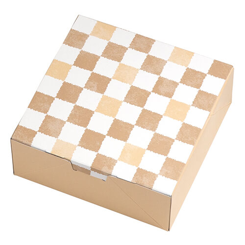 ルミアサービス箱４個　格子　うすちゃ色画像