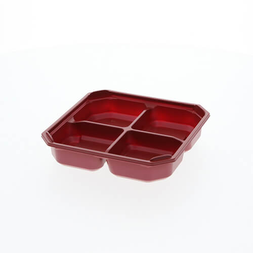 アクタ 弁当容器 ワン折重(ソコ) 隅切 50C 赤 50枚画像