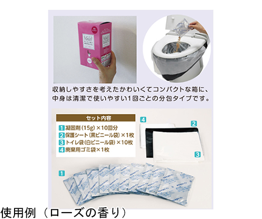 もしもの時のさわやかトイレ ローズの香り パッケージの全面に華やかなローズのデザインが施されている状態