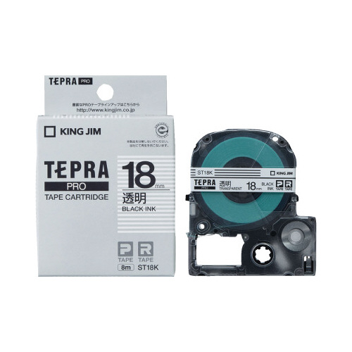 テプラ　ＰＲＯテープ　透明ラベル　１８ｍｍ　黒文字画像