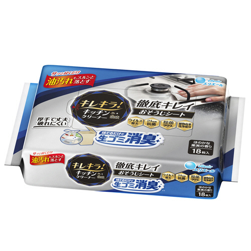 ｴﾘｴｰﾙ ｷﾚｷﾗ!徹底ｷﾚｲ おそうじｼｰﾄ 捨てるだけで生ｺﾞﾐ消臭 1ﾊﾟｯｸ(18枚)画像