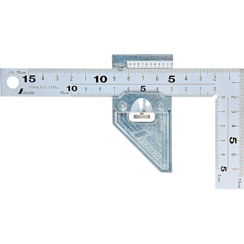 曲尺厚手広巾 ｼﾙﾊﾞｰ15cm 表裏同目 8段 曲尺用ｽﾄｯﾊﾟｰ金属製付 1本画像