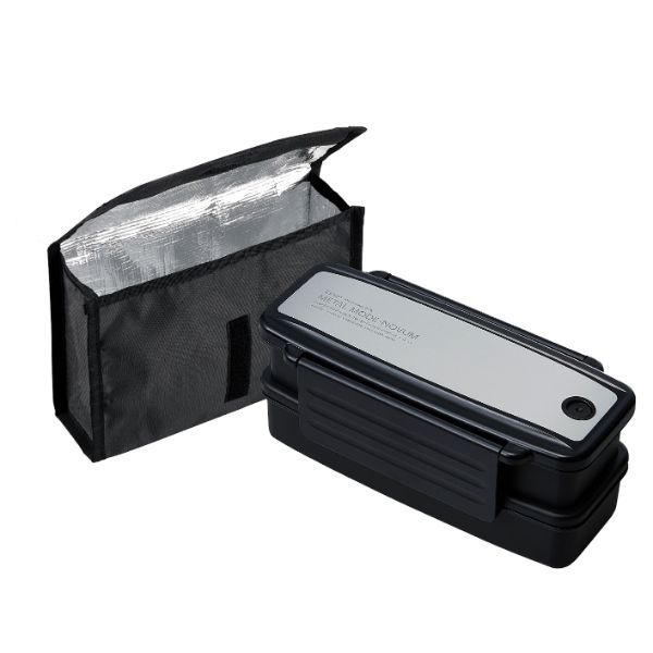 弁当容器 メタルモード ノーム ランチボックス二段保冷ケース付 BLW-18HSE シルバー